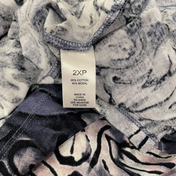 LOGO Lori Goldstein Floral Print Dress Size 2XP Blue Gray Pockets 3/4 Sleeves - Picture 11 of 16